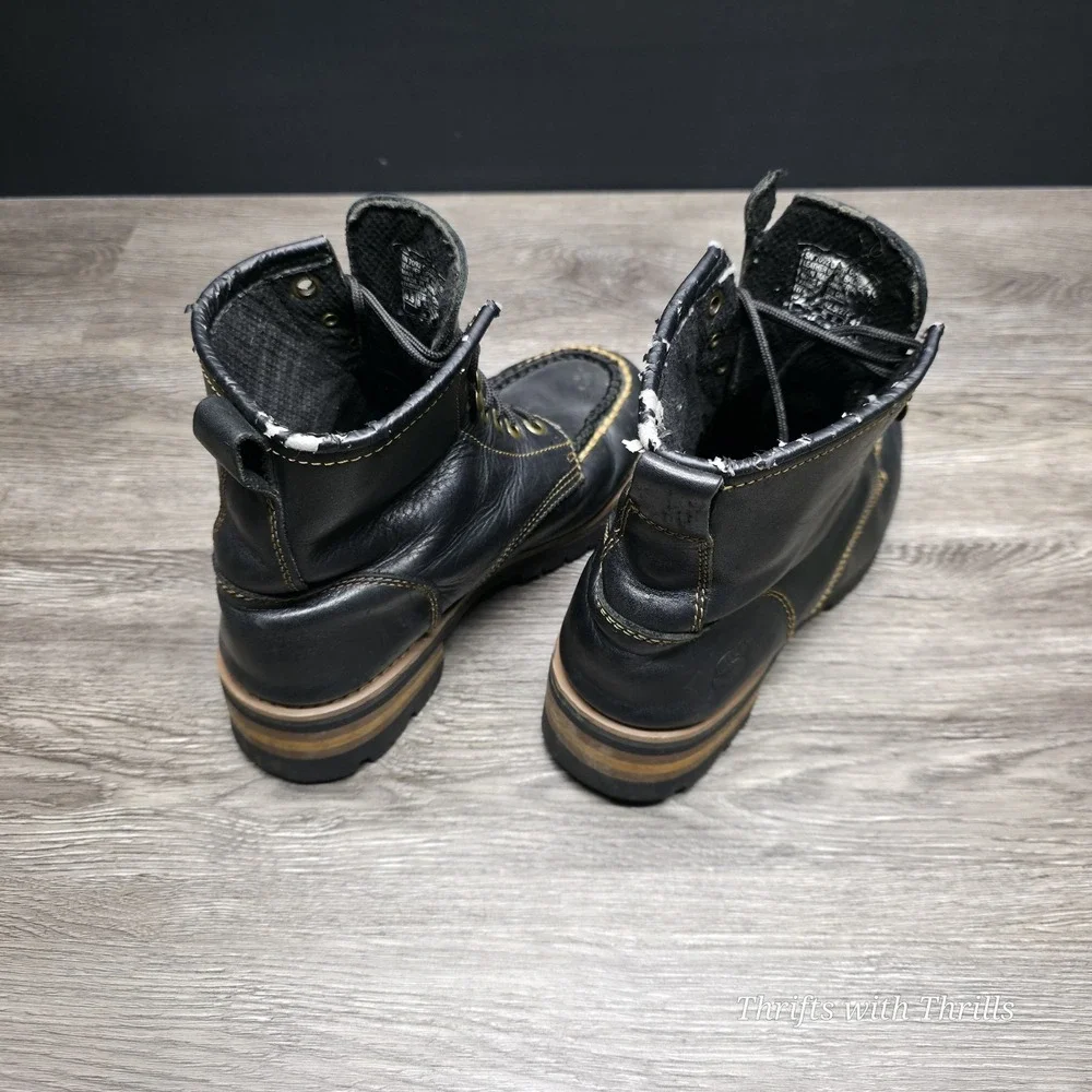 Skechers‎ Men's Work Boots -  Size 9.5 - Oil Resistant, Moc Toe, Black Leather